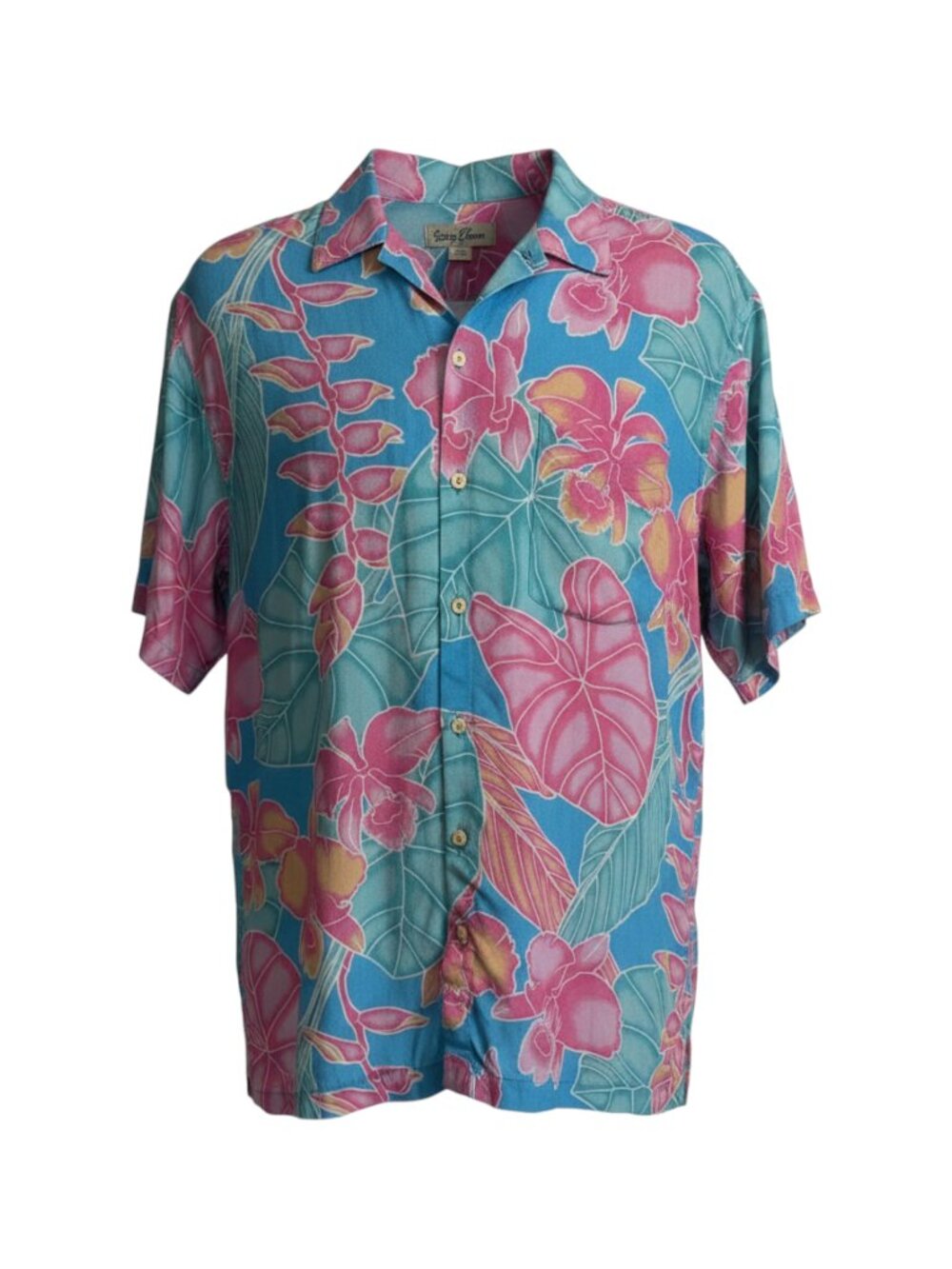 Kenny Flowers Blue Pink Hawaiian Shirt XL Blue Floral